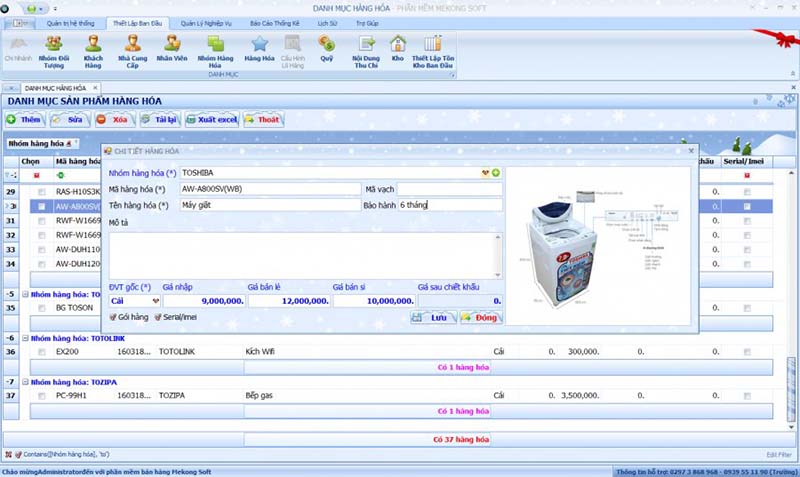 Phần mềm quản lý bán hàng điện máy Mekong Soft