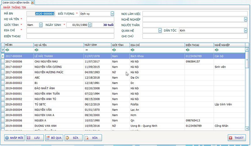 Một phân hệ của phần mềm quản lý phòng khám STD Clinic