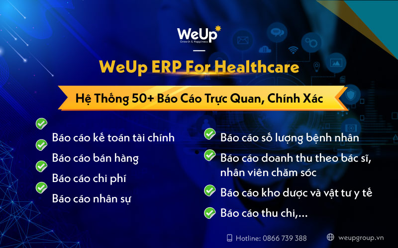 báo cáo trên phần mềm WeUp ERP For Healthcare