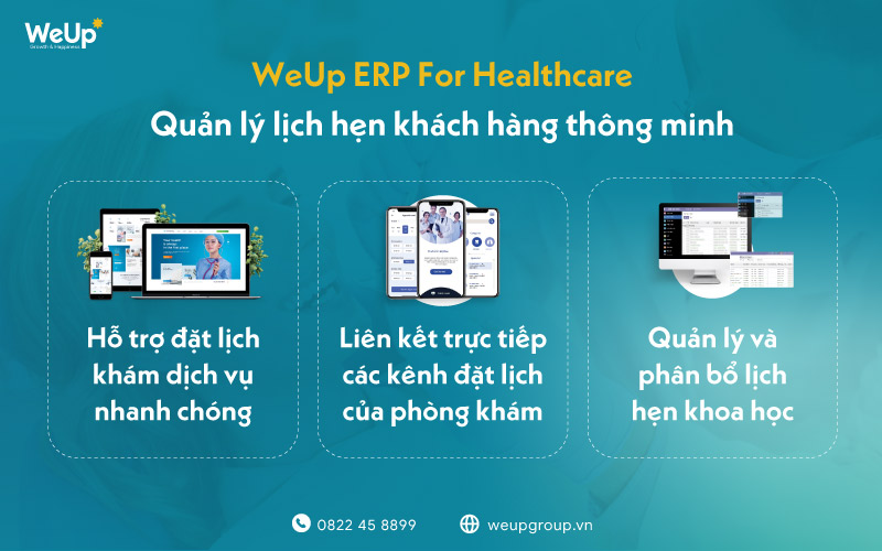 Quản lý lịch hẹn thông minh trên phần mềm quản lý phòng khám nha khoa WeUp ERP For Healthcare